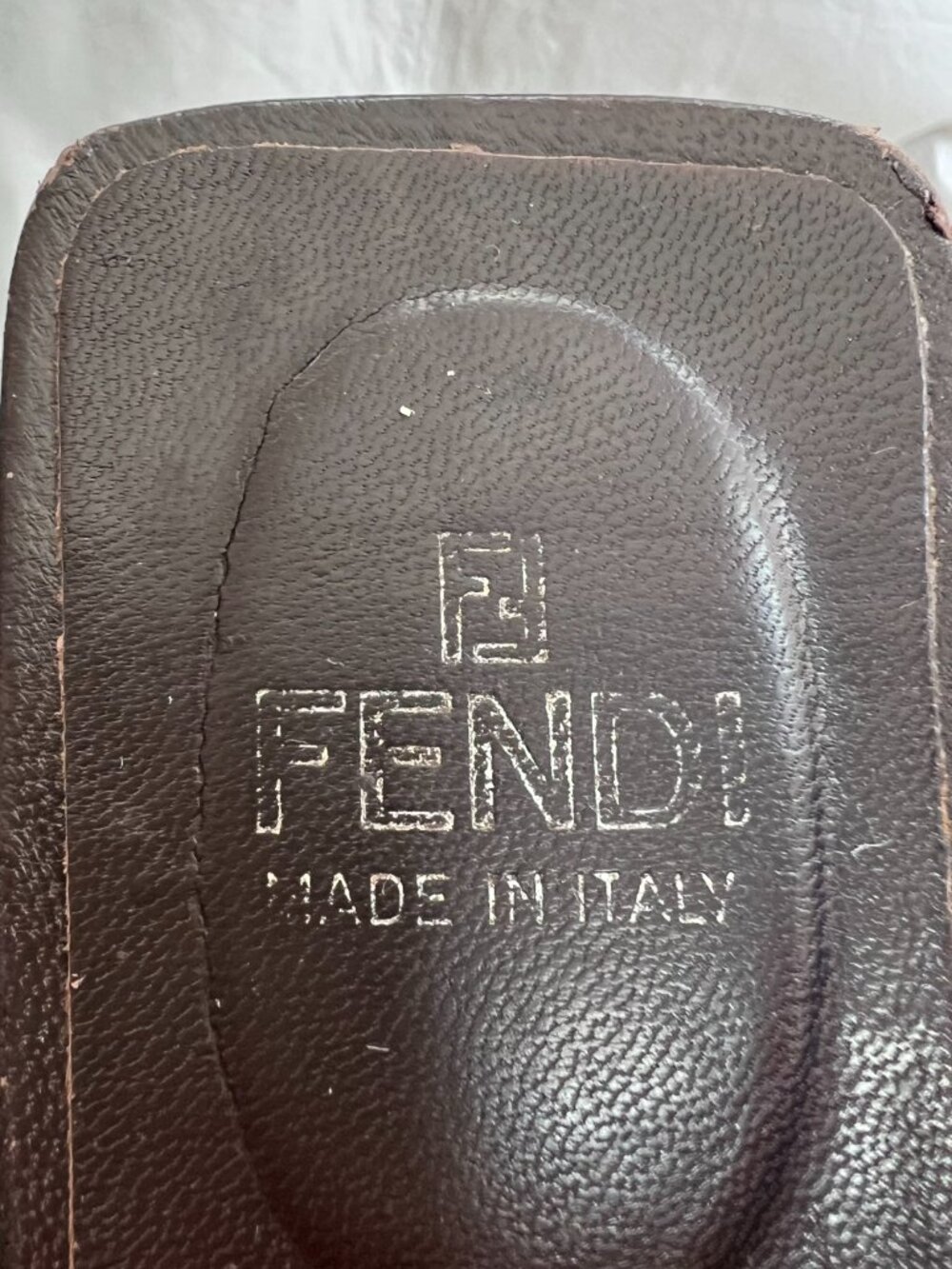 Vintage Fendi sandals kitten heel 7 brown leather fruit beaded zucca jacquard - Picture 11 of 12